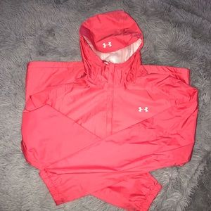 Under armpit pink rain jacket